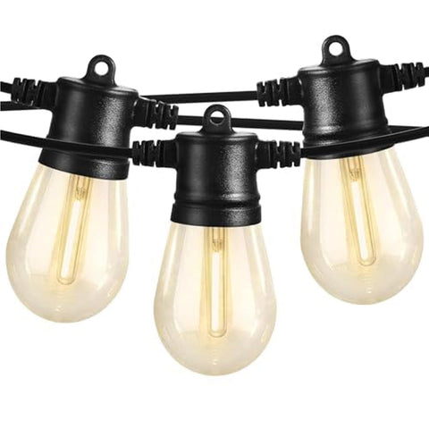 SUNTHIN outdoor string lights 48ft with 16 LED bulbs for cozy patio evenings.