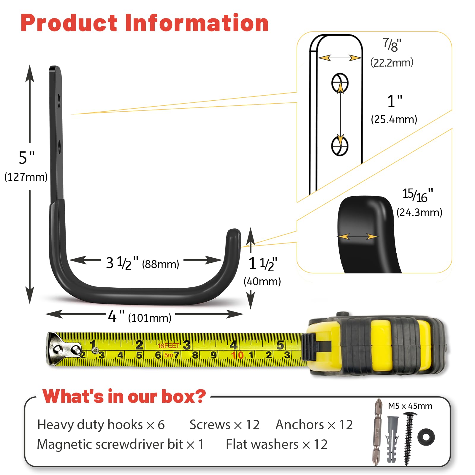 SunVFaFa 4-inch easy-install hardware included for quick garage organization.