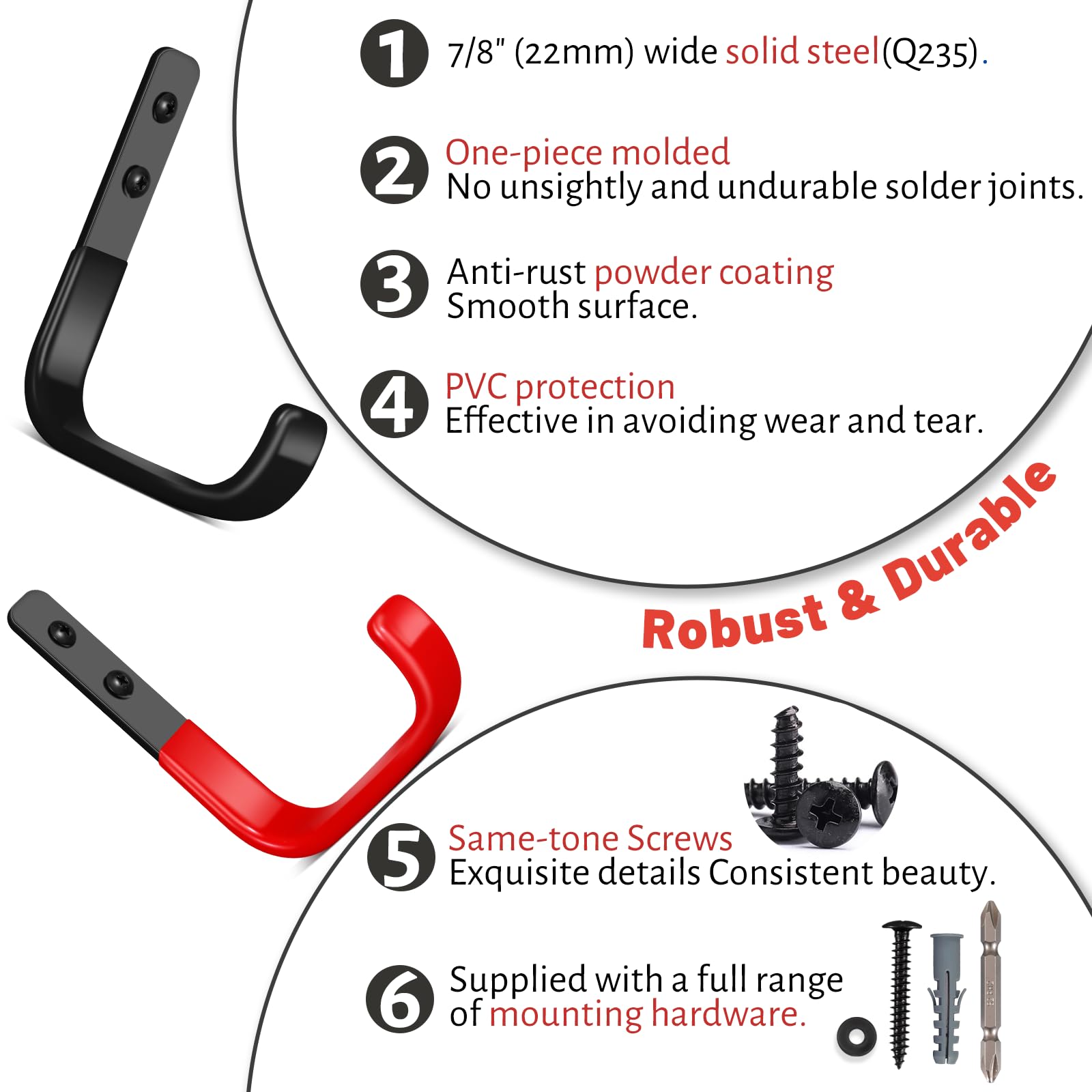 SunVFaFa heavy-duty steel hook resists rust for indoor and outdoor use.