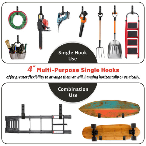 SunVFaFa garage hook 4-inch J-shape design keeps heavy tools secure on walls.