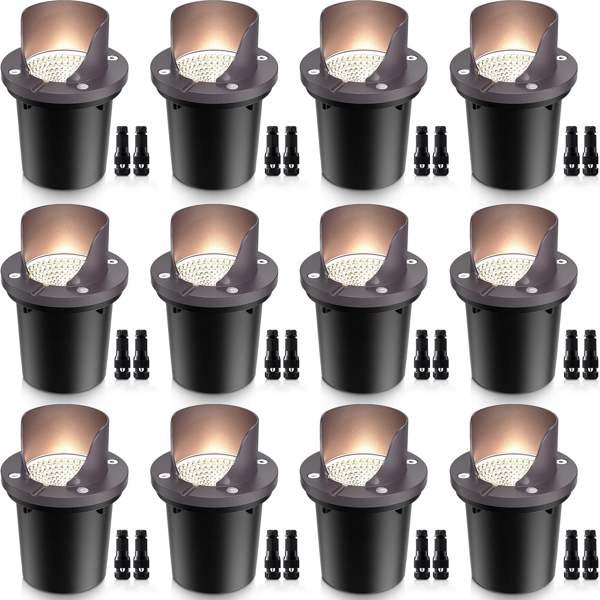 SUNVIE 12W landscape light in ground delivers warm white pathway illumination.