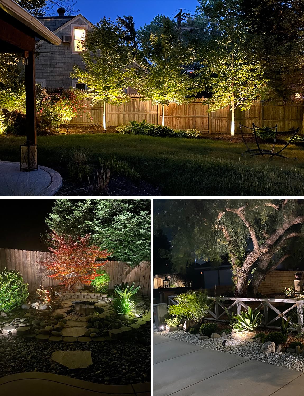 SUNVIE tree accent light adds depth and mood at night.