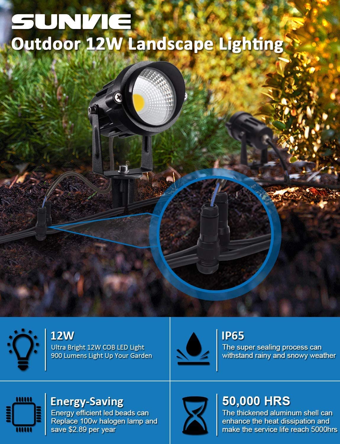 SUNVIE wall spotlight highlights architectural features with inviting warmth.