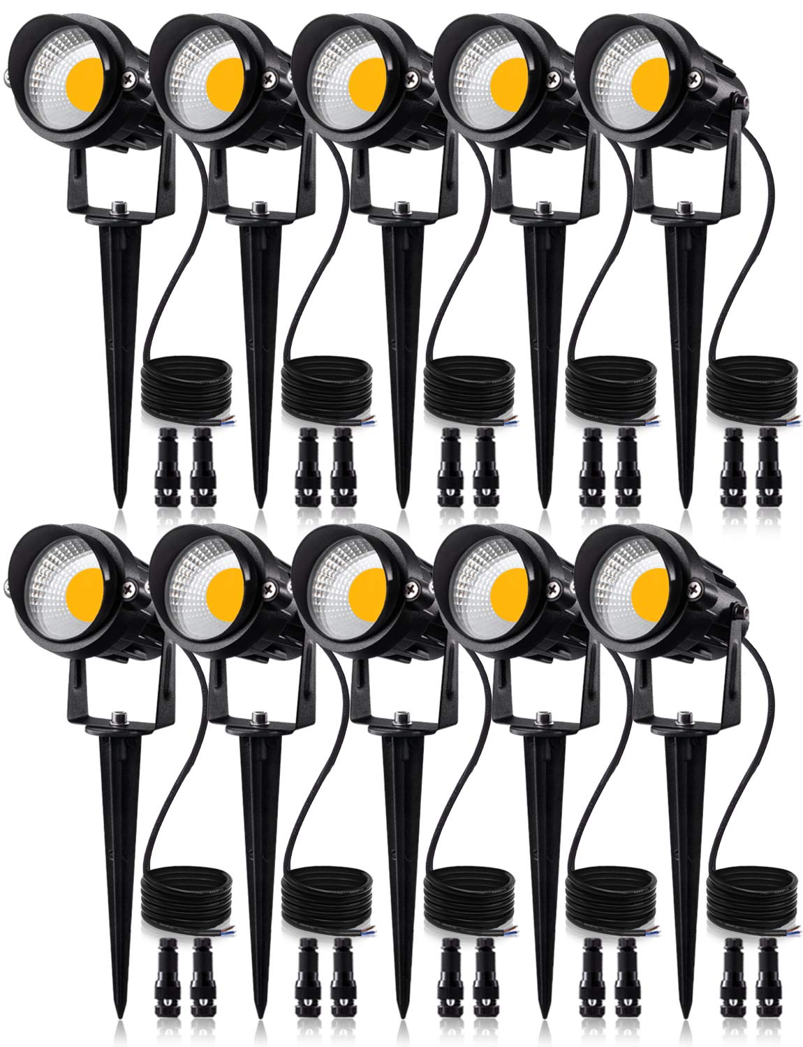 SUNVIE 12W landscape light casting warm white glow on garden path