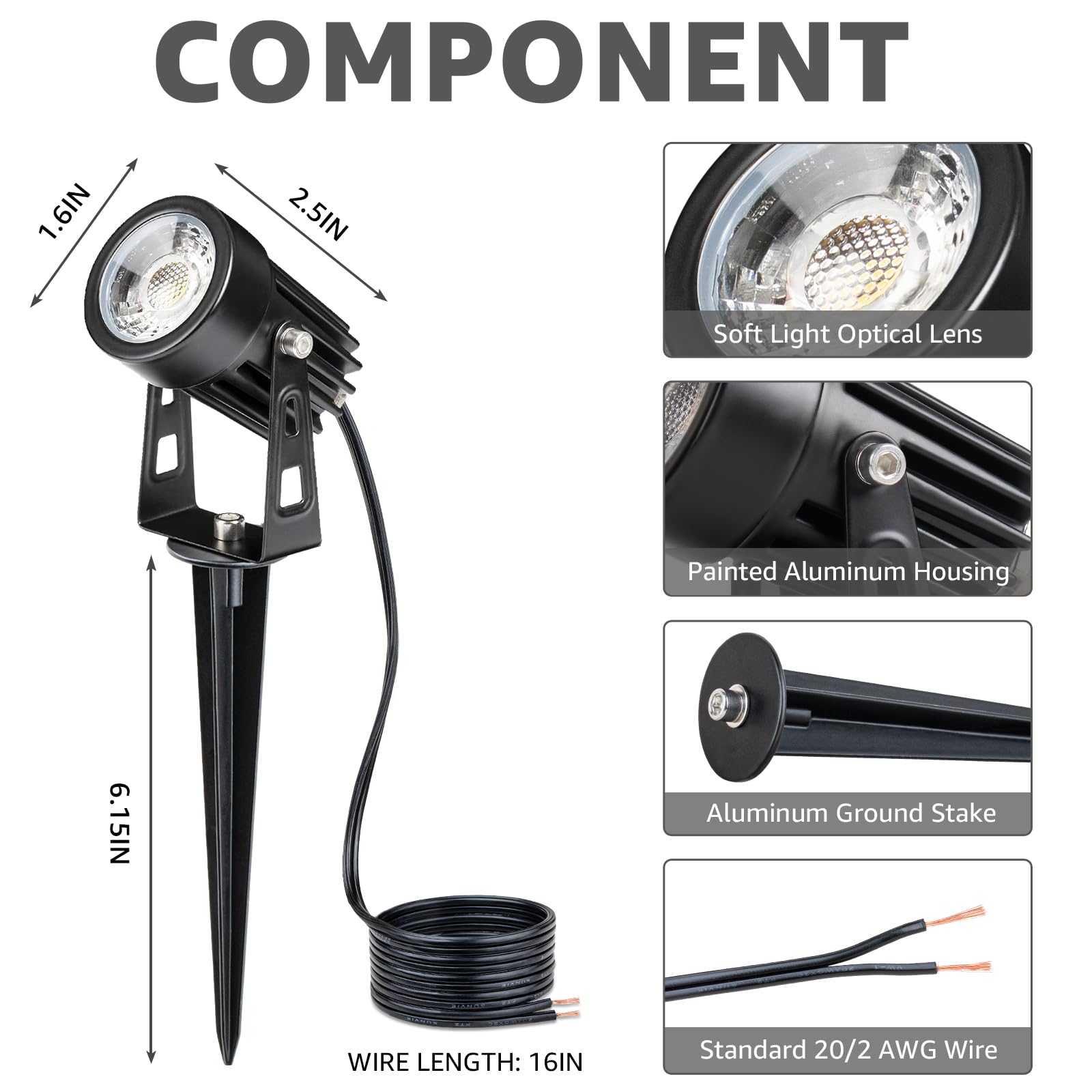 SUNVIE 16-inch ETL-listed wire allows flexible light placement.