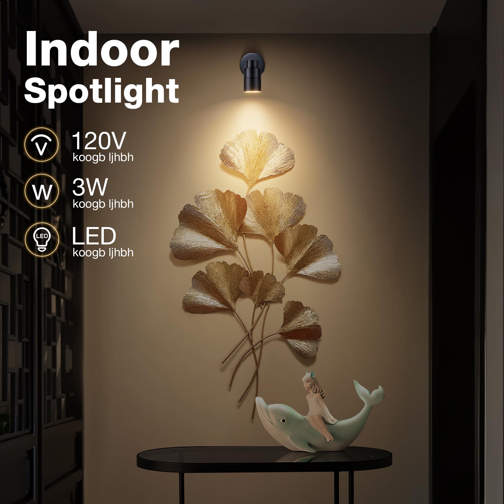 SUNVIE wall-mounted spotlight, flexible angle highlights art and photos