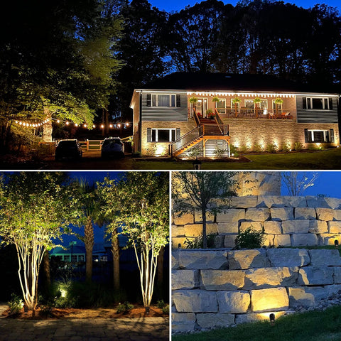SUNVIE 3000K warm white beam creates inviting exterior accents