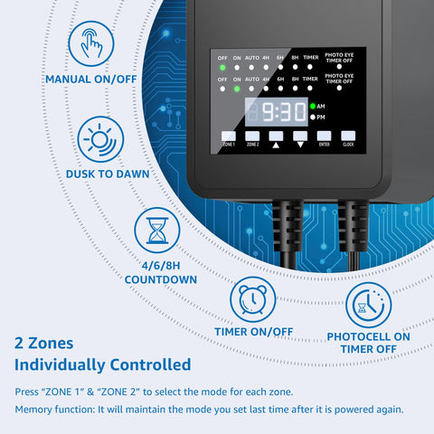 SUNVIE 300W transformer side ports, showing easy wiring for two-zone setup.
