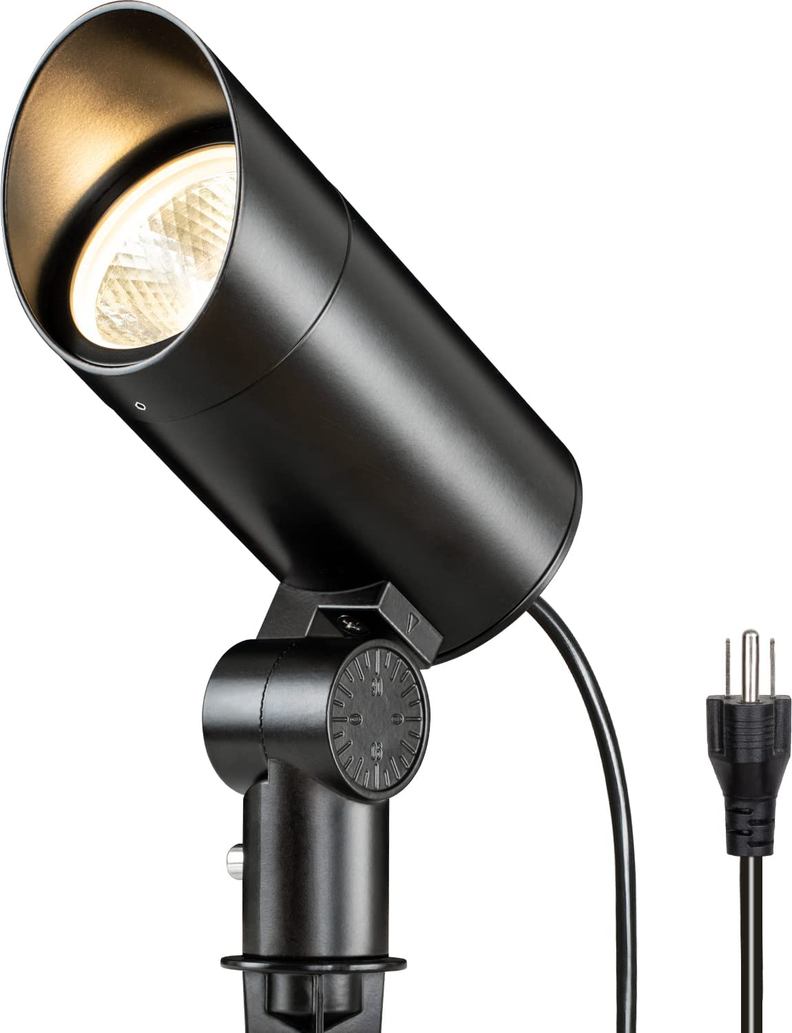 SUNVIE 30W outdoor spotlight closeup highlighting durable aluminum body for all-weather use.