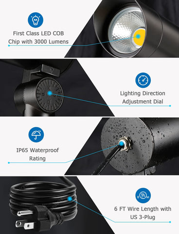 SUNVIE 30W IP65 waterproof spotlight withstands rain and snow.