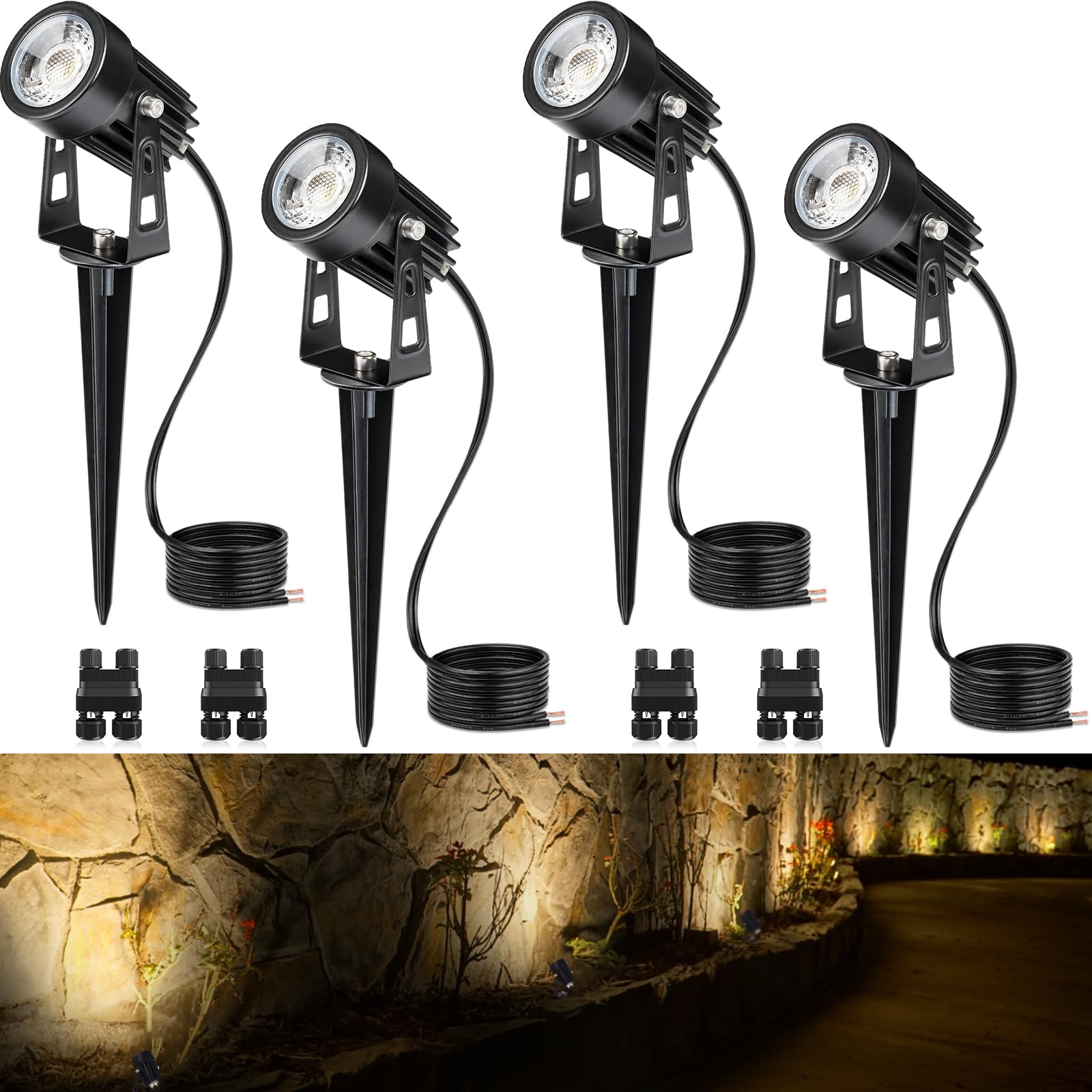 SUNVIE 3W LED landscape spotlight for bright yard illumination.