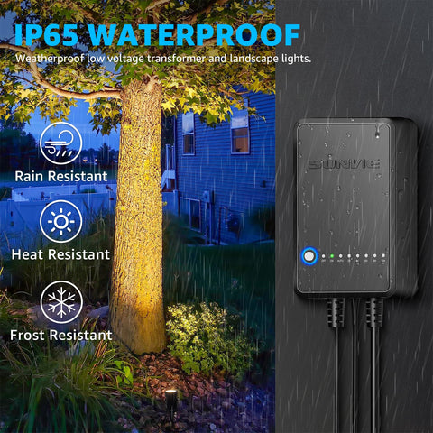 SUNVIE IP65 waterproof design withstands weather for outdoor use.