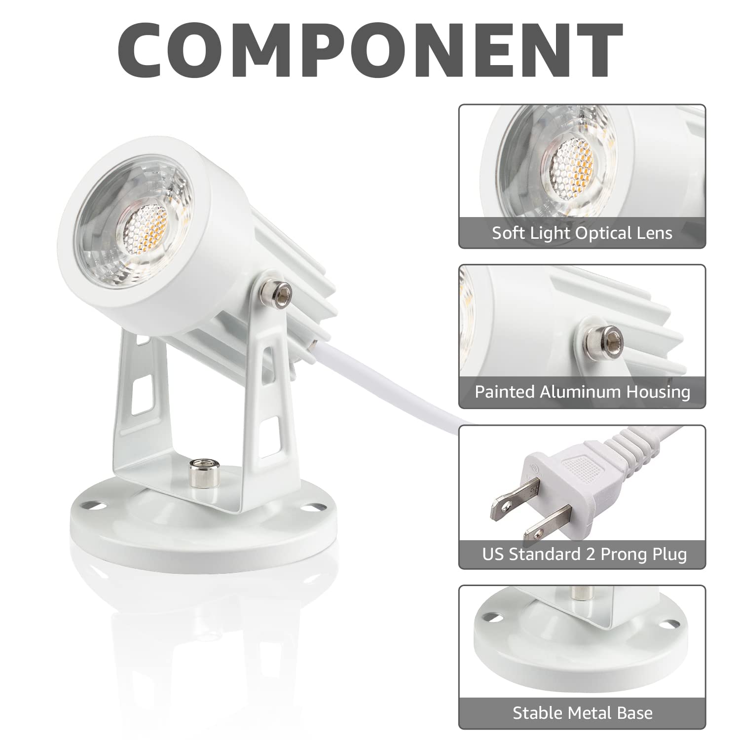 SUNVIE aluminum housing with soft glass lens for durable illumination.