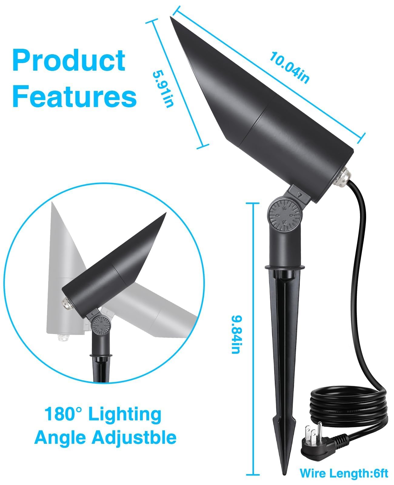 SUNVIE beam-direction adjustable spotlight directing light to trees or flags.