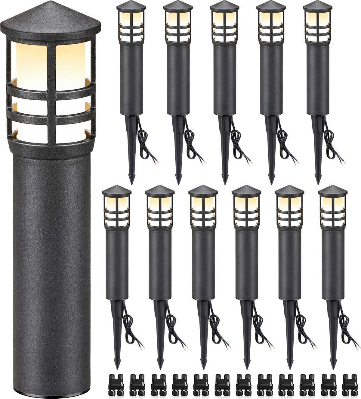 SUNVIE bollard light with conical top design enhances walkway visibility and curb appeal