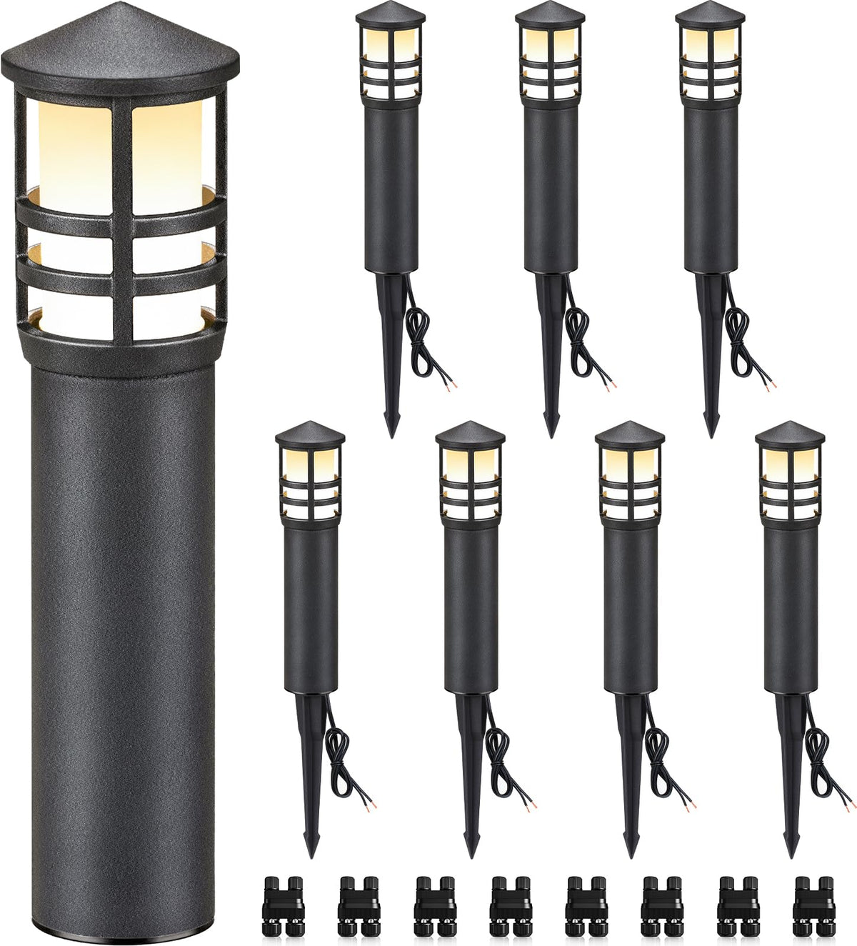 SUNVIE bollard light with conical top provides elegant pathway illumination