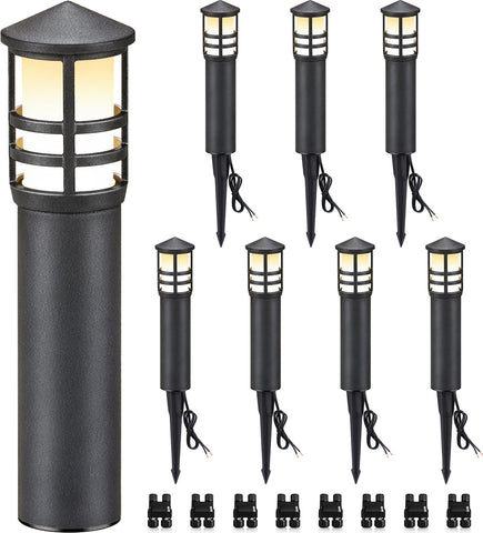 SUNVIE bollard light with conical top provides elegant pathway illumination