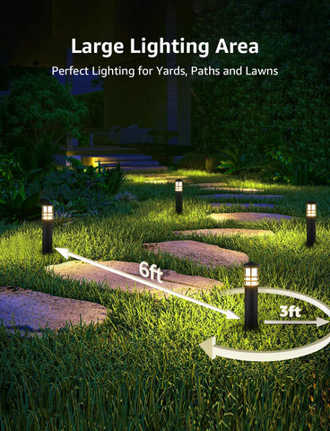 SUNVIE bollard light in dark matte finish blends with landscaping