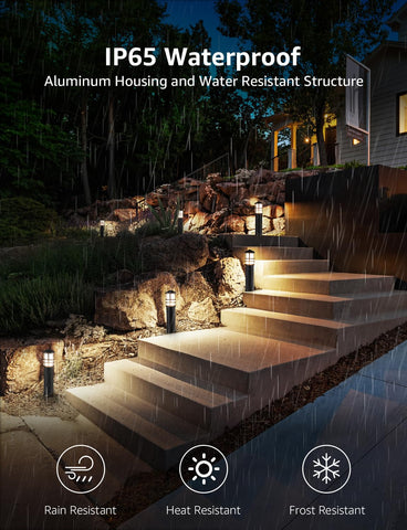 SUNVIE bollard light in die-cast aluminum housing for outdoor durability