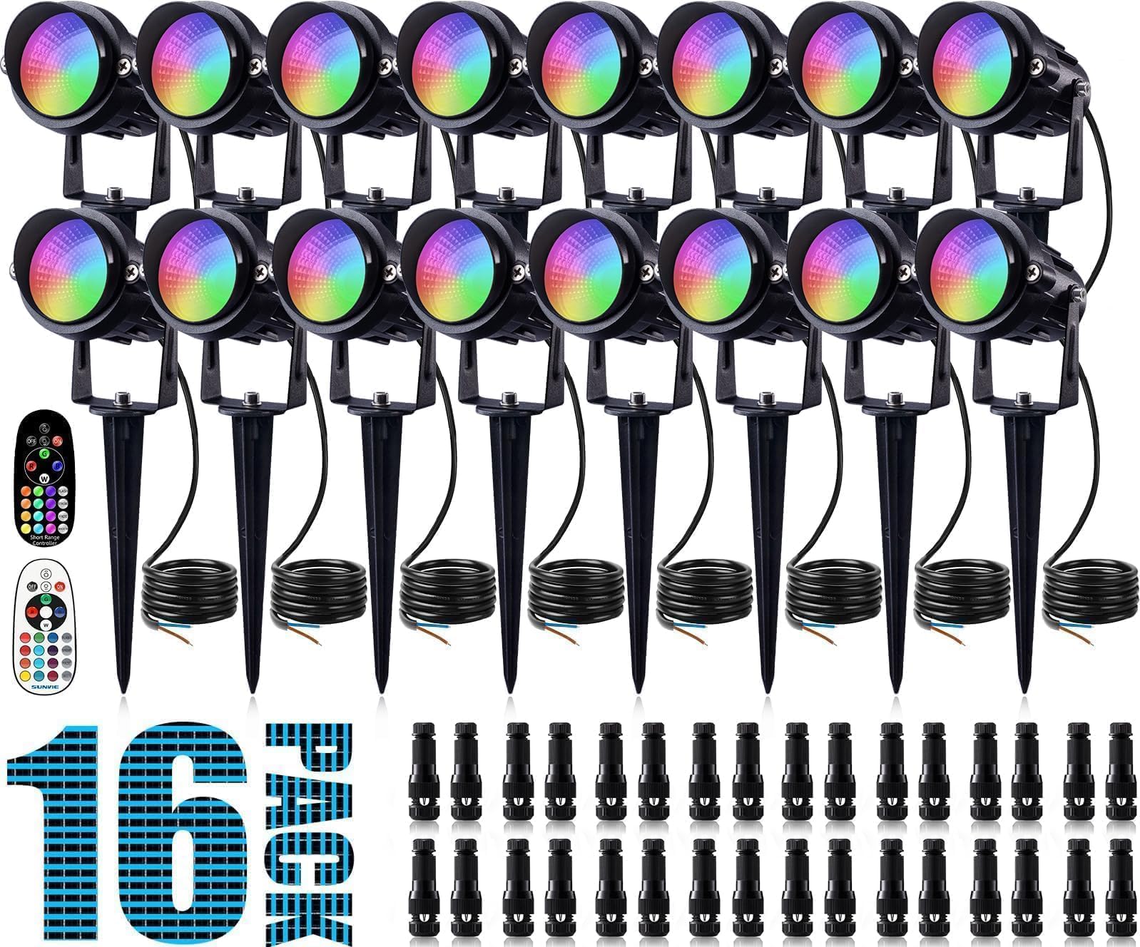 SUNVIE RGB landscape light with remote control enables easy color changes outdoors.
