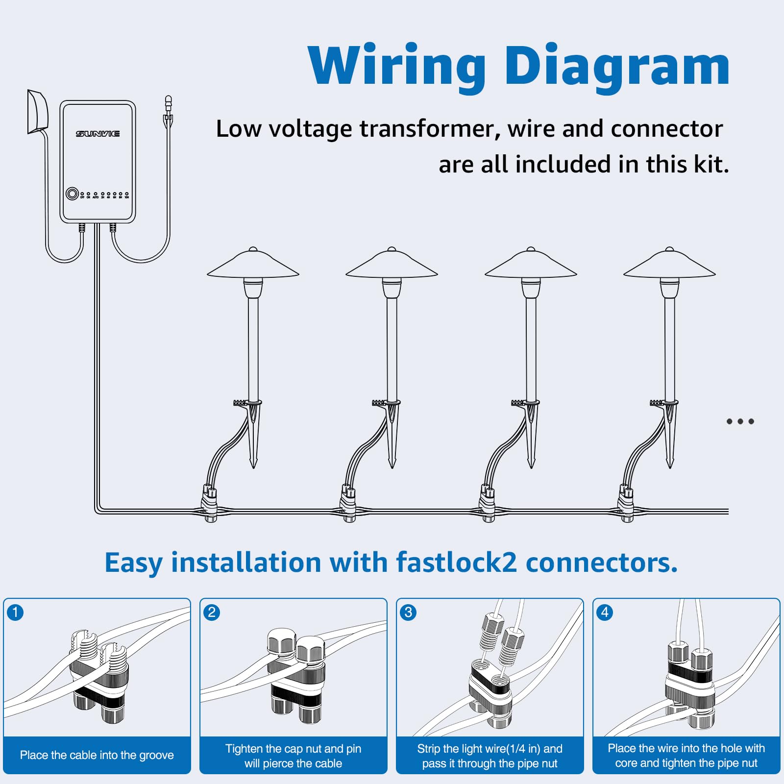 Complete SUNVIE outdoor lighting kit for easy installation