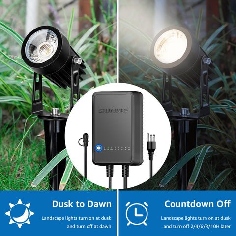 SUNVIE eight 3W spotlights illuminate yards with a warm glow