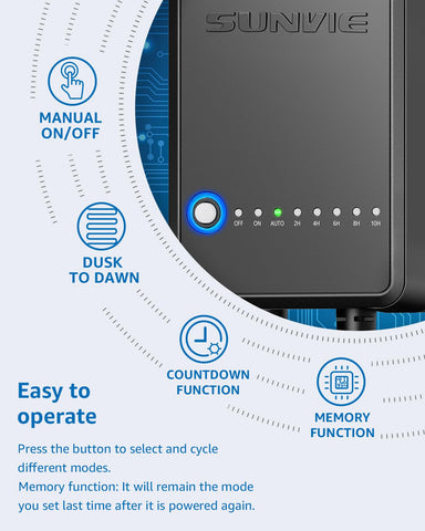 SUNVIE external photocell sensor enables weatherproof outdoor installation