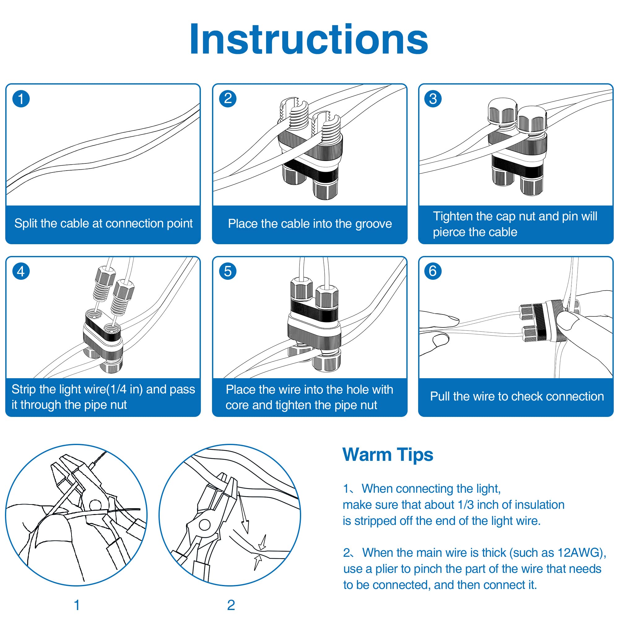 SUNVIE Fastlock2 wire compatibility; fits 12–18 AWG landscape wire.