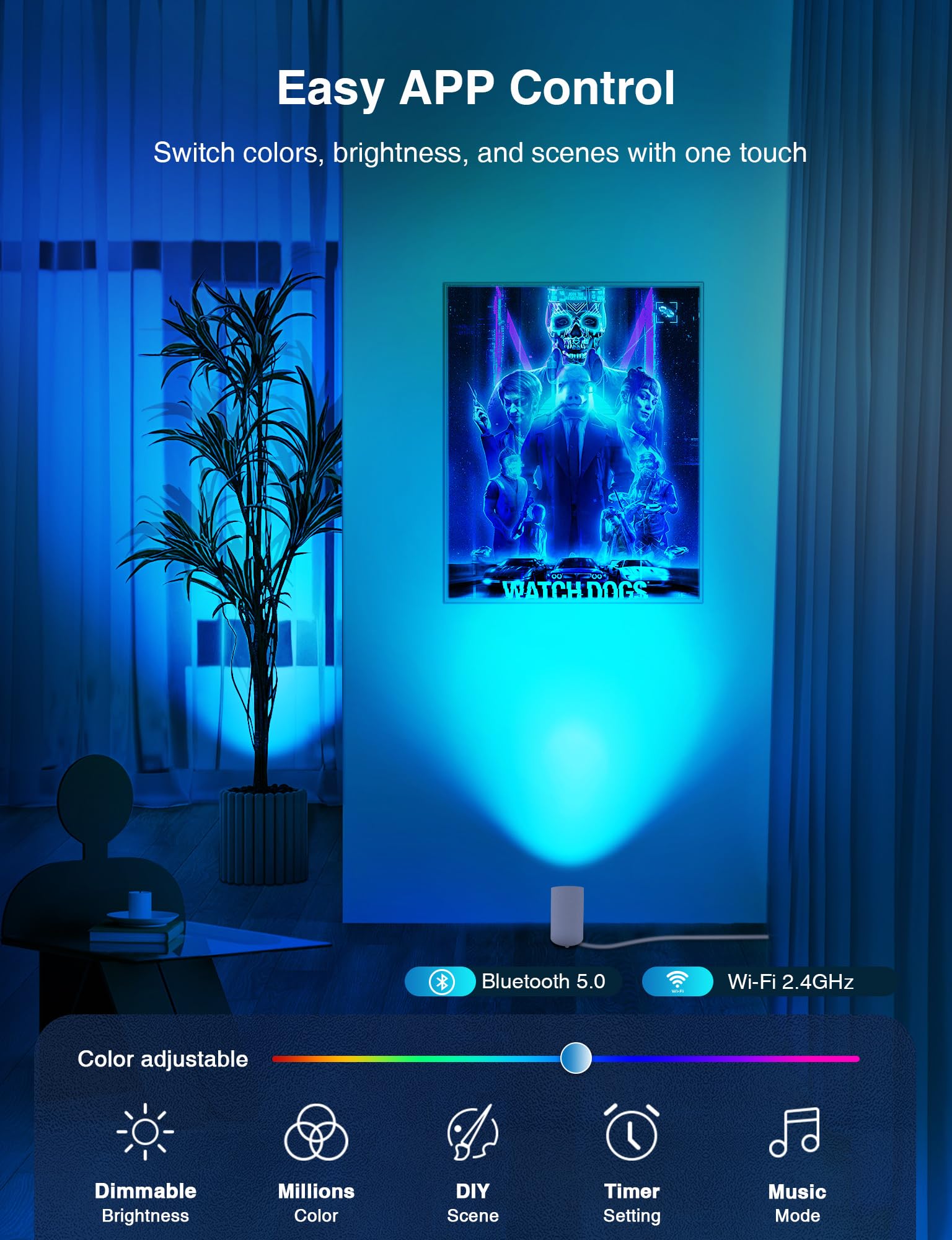 SUNVIE floor can light with timer and dimming for scheduled mood lighting.