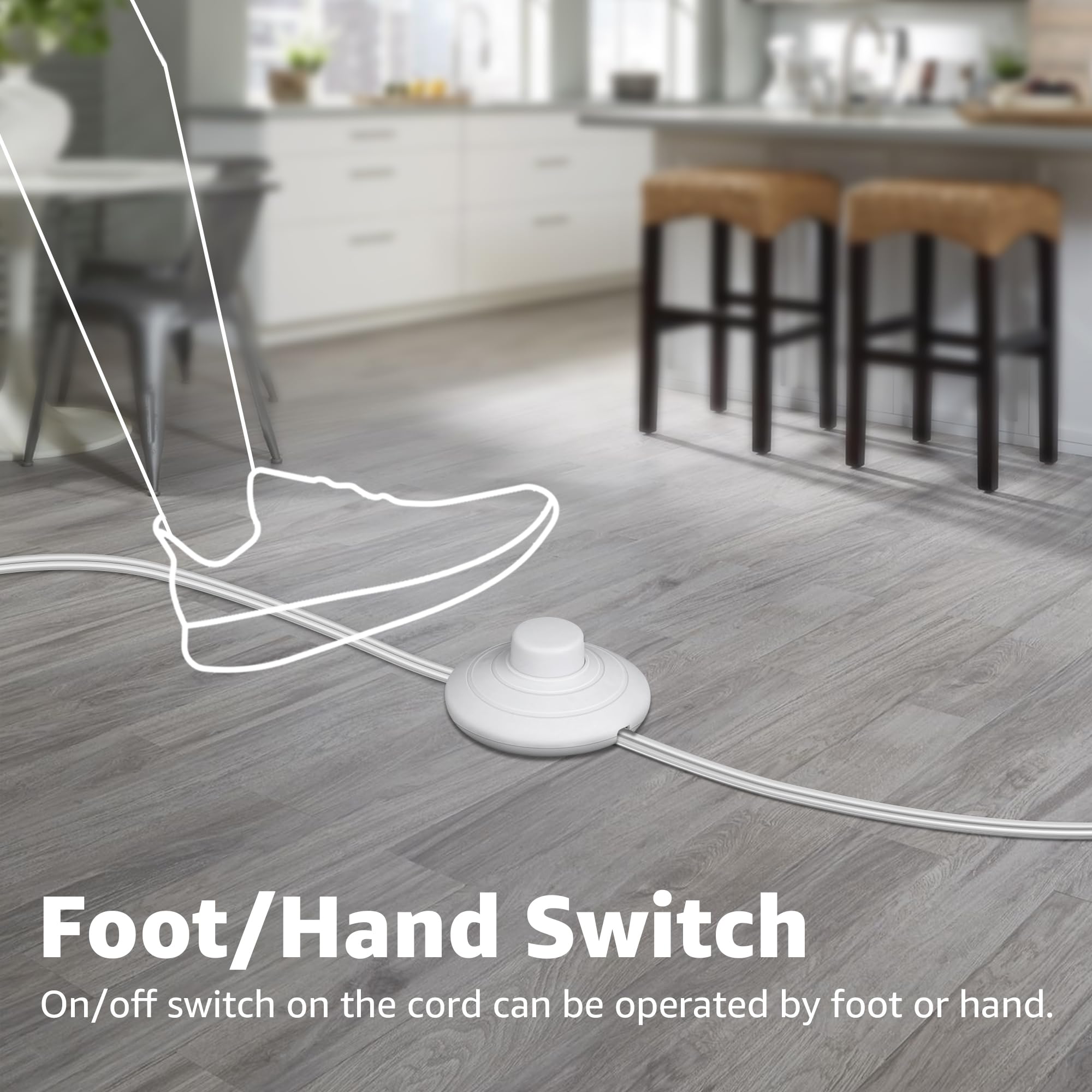 SUNVIE foot switch uplight enables hands-free control from a distance.
