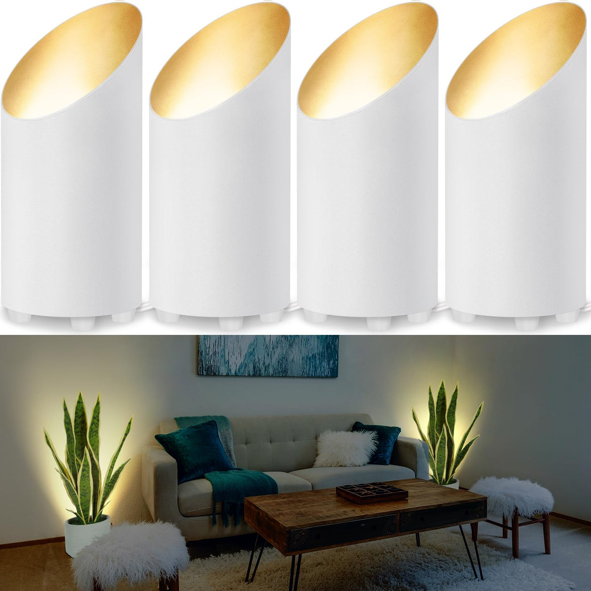 SUNVIE four-pack up lights floor can light for stylish indoor accents.