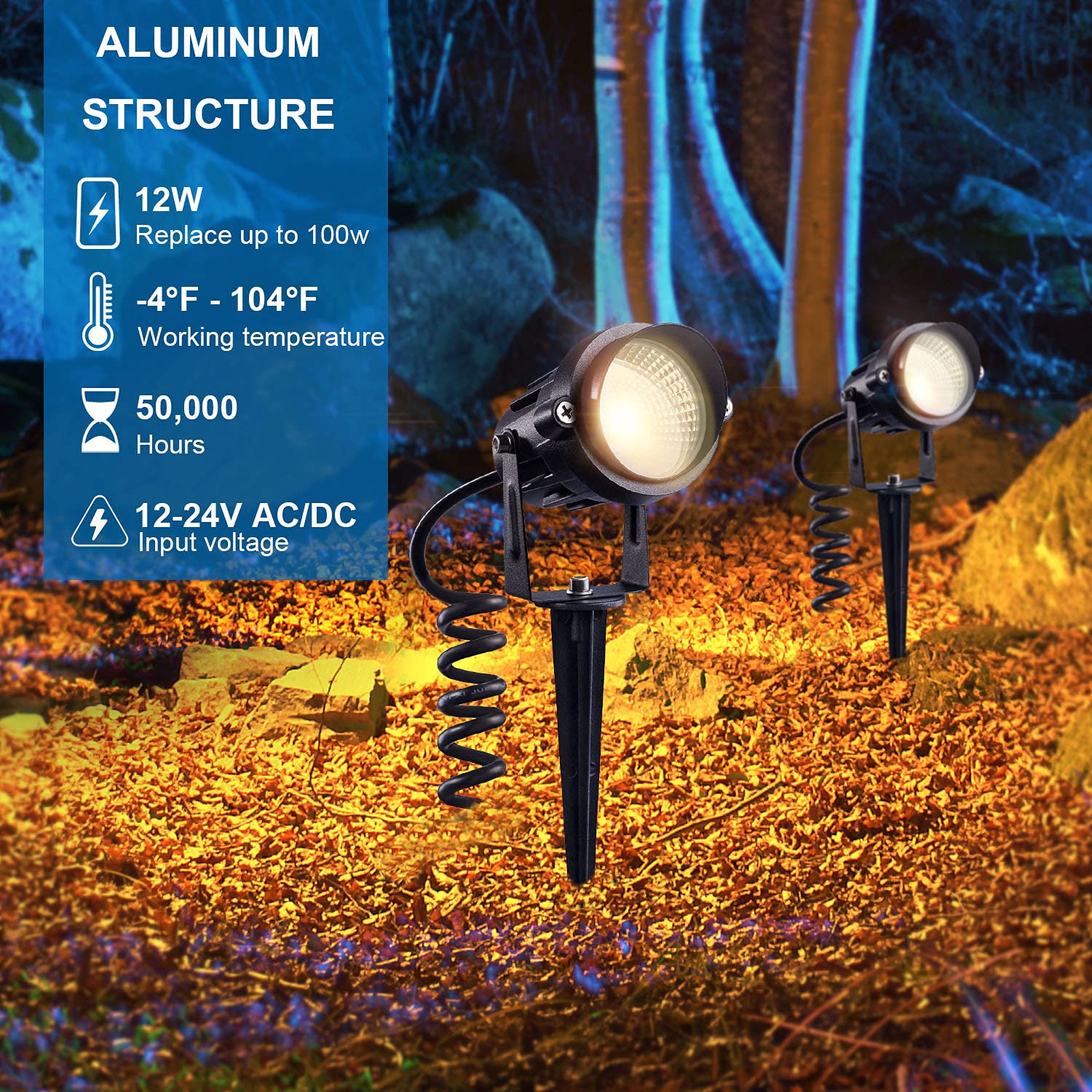 Sunvie IP65 waterproof aluminum body resists rain and snow for outdoor use