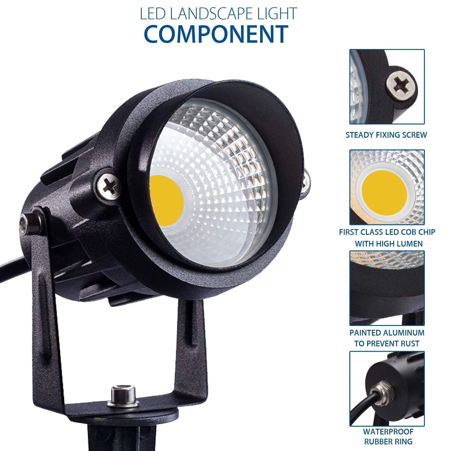 SUNVIE IP65 waterproof aluminum body withstands rain and snow while lighting your yard.