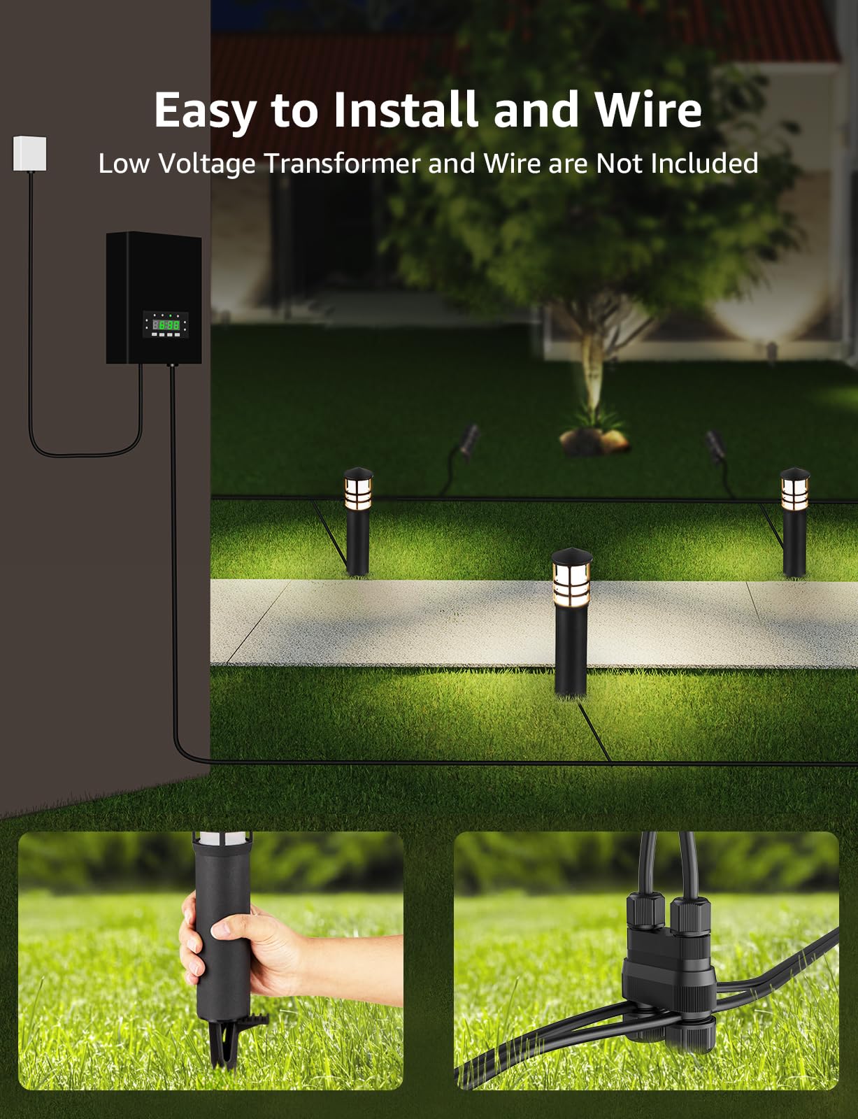 SUNVIE IP65 waterproof path light withstands rain for year round use