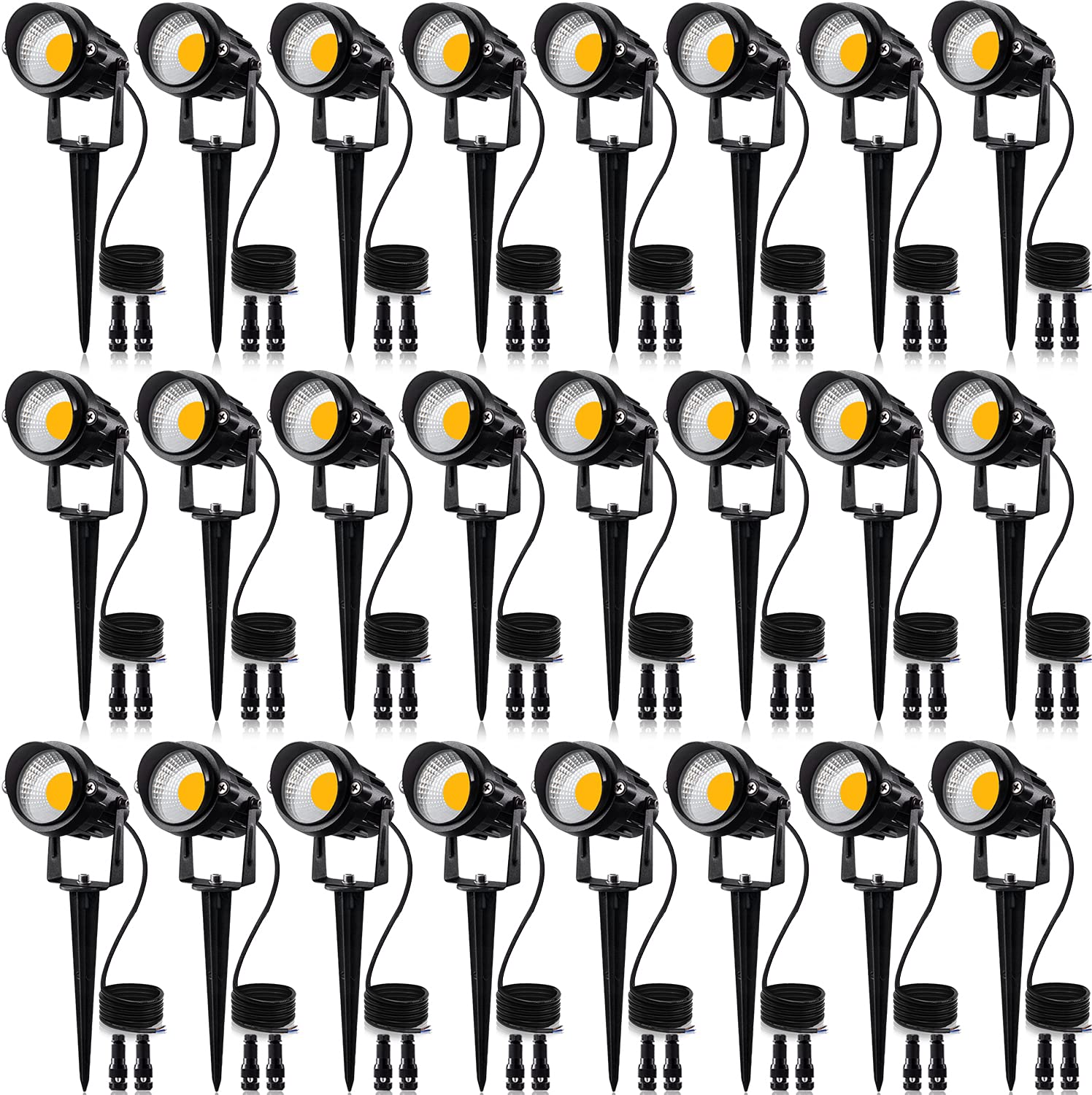 SUNVIE landscape lights with ground spike illuminate garden pathways at night