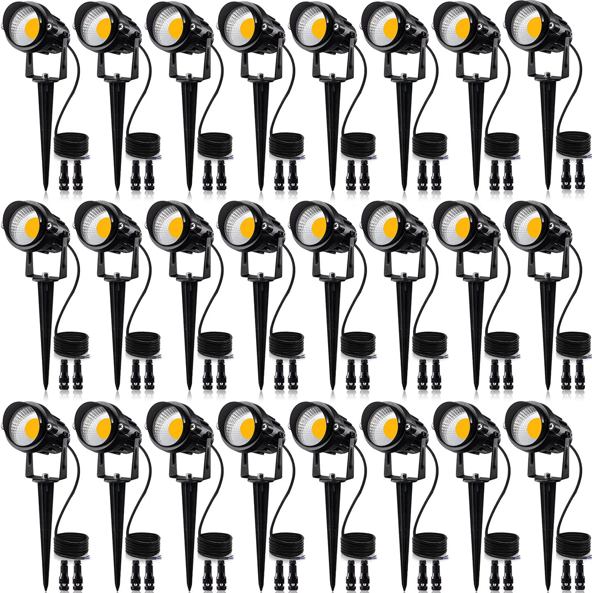 SUNVIE landscape lights with ground spike illuminate garden pathways at night