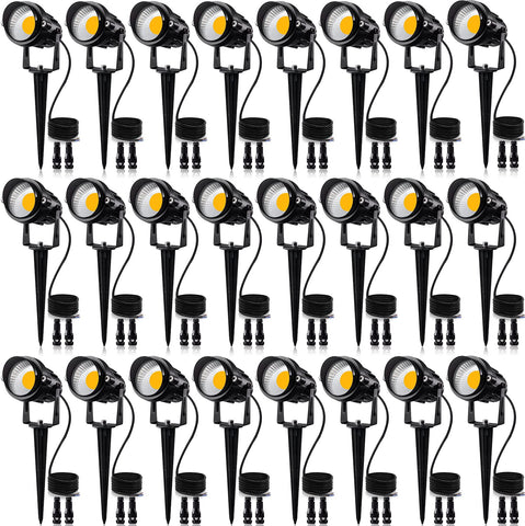 SUNVIE landscape lights with ground spike illuminate garden pathways at night
