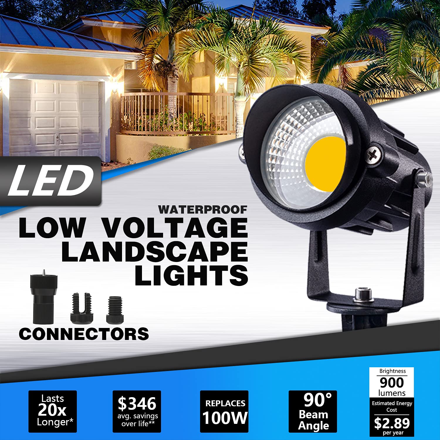 SUNVIE 12W LED outdoor light with warm white glow for pathways