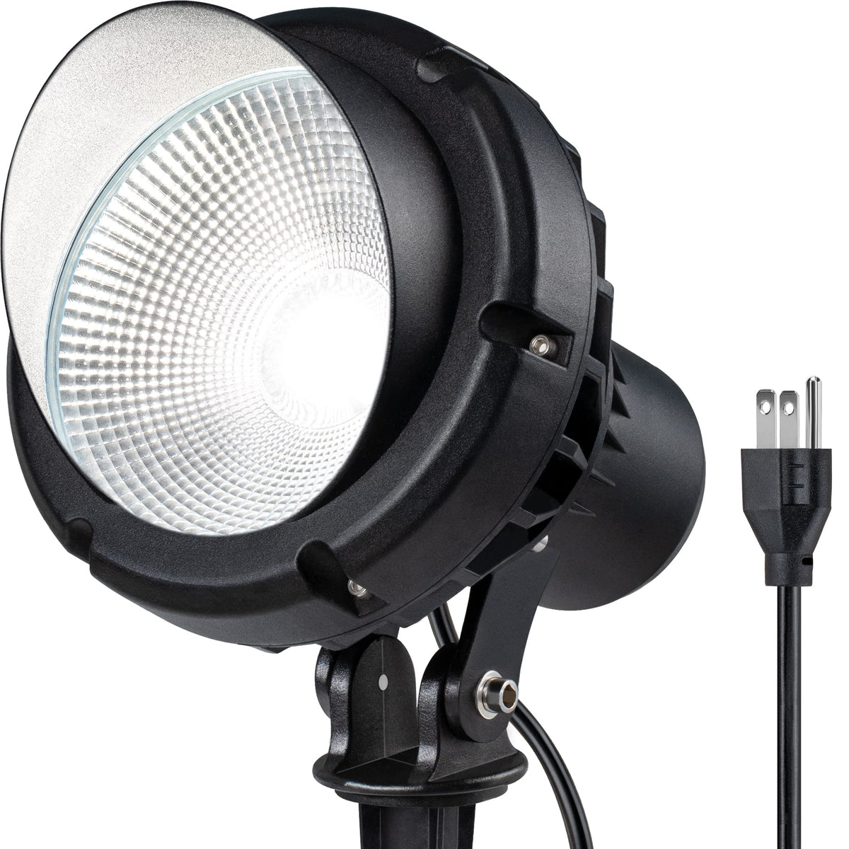 Sunvie LED 40W outdoor spotlight brightens yards with crisp 5000K daylight.
