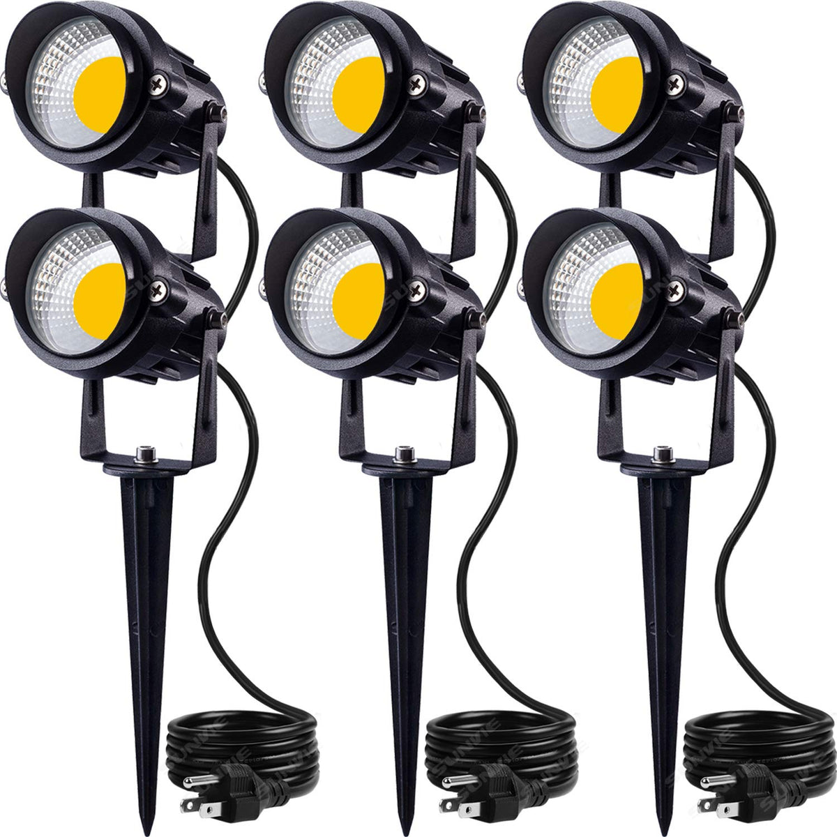 Sunvie LED outdoor spotlight 12W casts warm white light for garden paths.