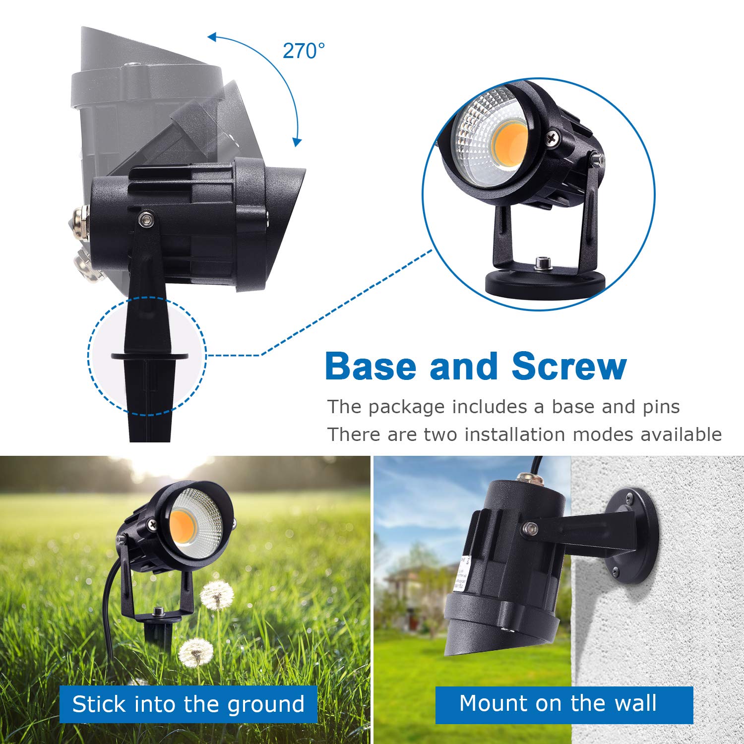 Sunvie 12W plug-in spotlight for easy plug-and-play setup.