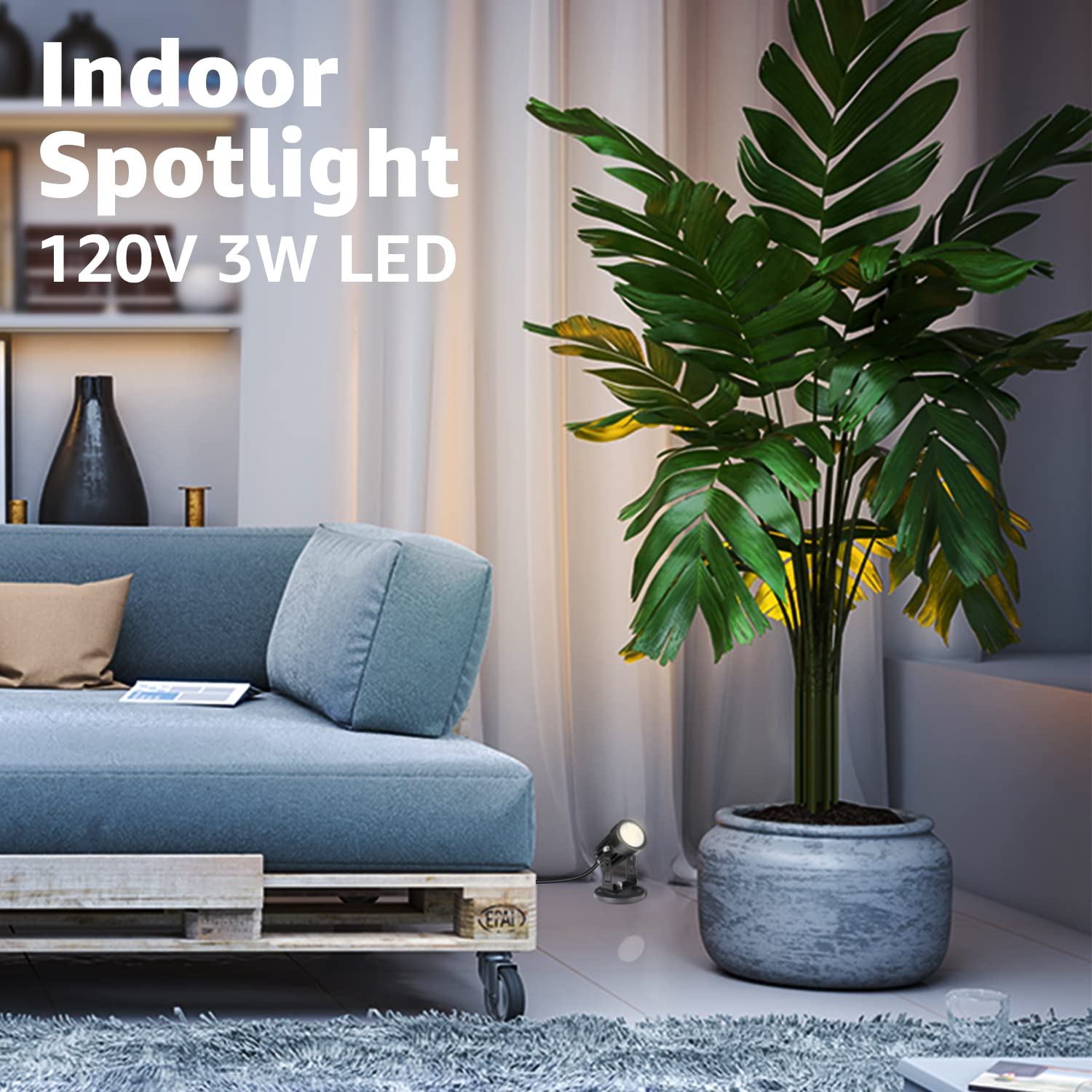 Sunvie LED spot light directing soft light to wall art
