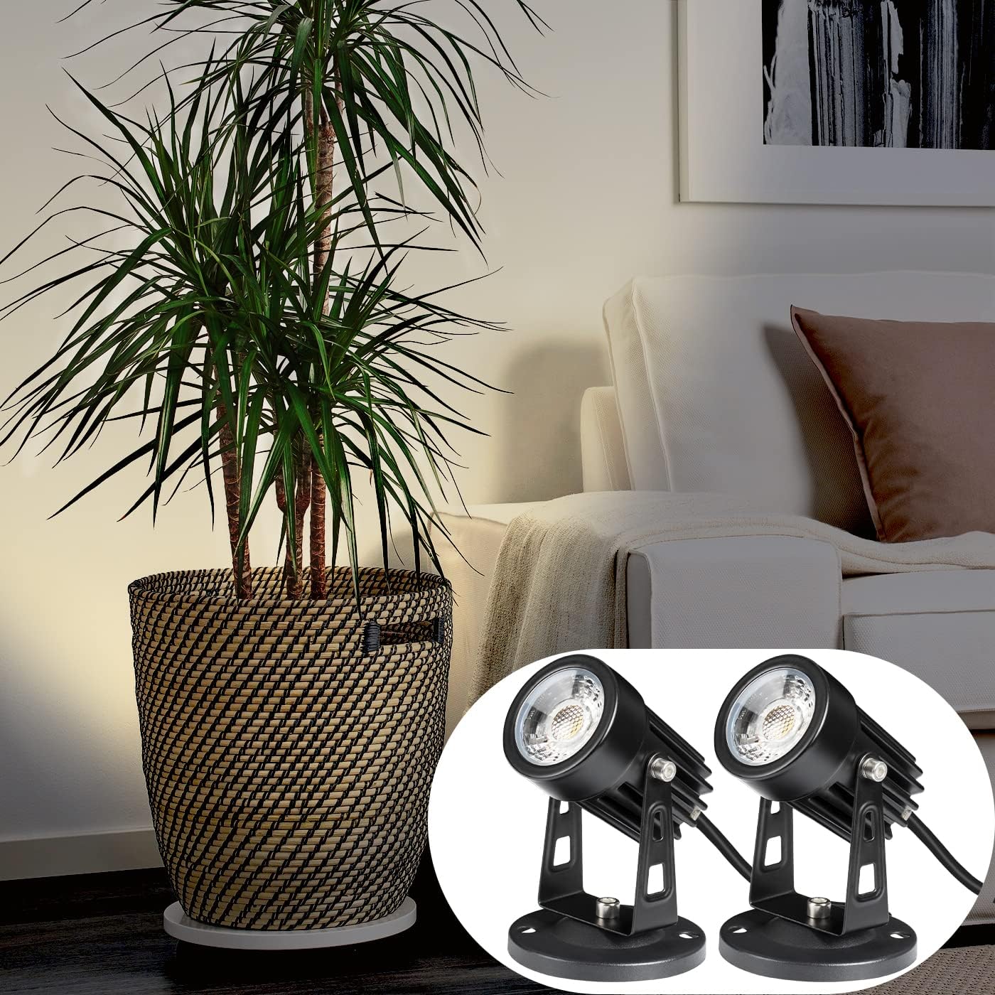Sunvie LED spot light warm white beam highlighting plant accents