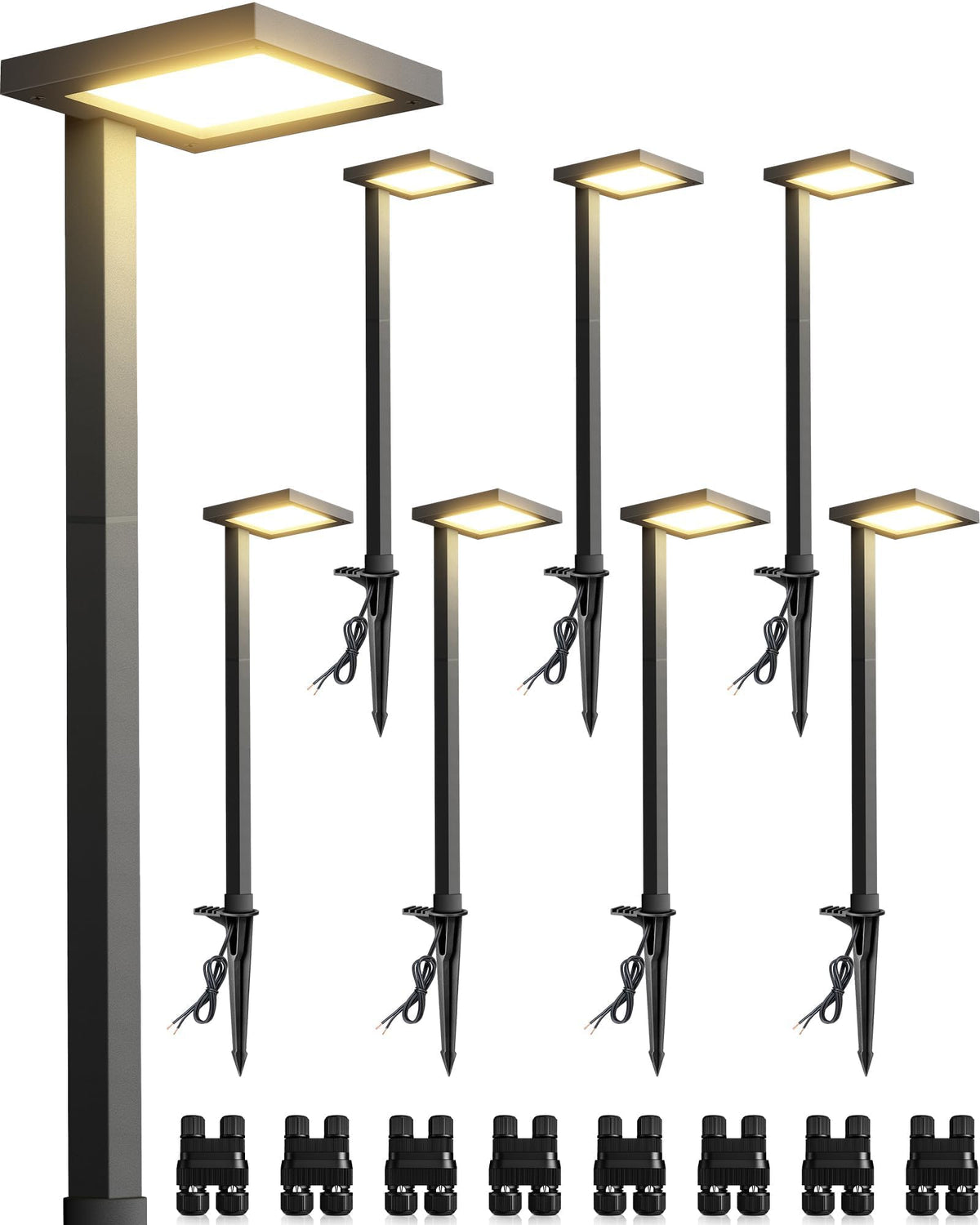 SUNVIE low voltage pathway light assembly along a walkway for safe outdoor lighting