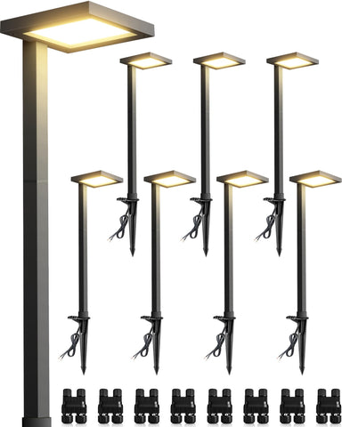 SUNVIE low voltage pathway light assembly along a walkway for safe outdoor lighting