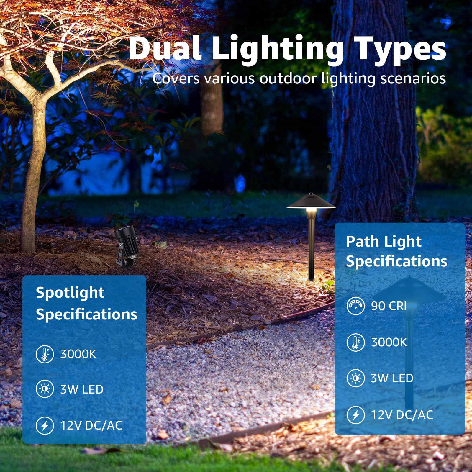 SUNVIE 100ft low-voltage wire enables flexible, DIY landscape layouts.