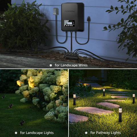 SUNVIE landscape lights wired through a robust hub for direct burial.