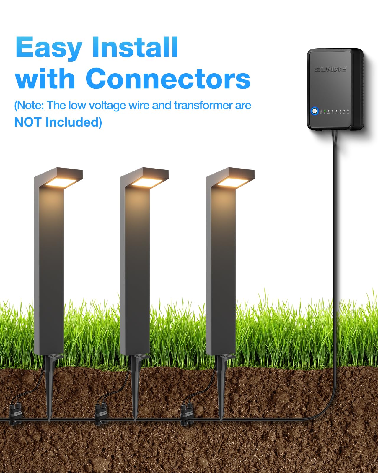 SunVIE 4-pack set creates cohesive lighting for entrances and patios.
