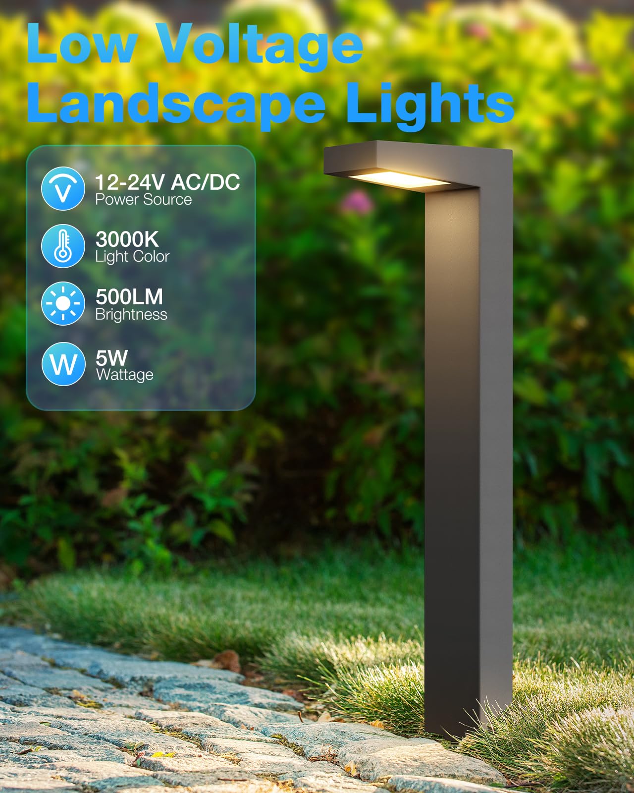 SunVIE pathway light demonstrating 500lm output for bright, clear walkway lighting.