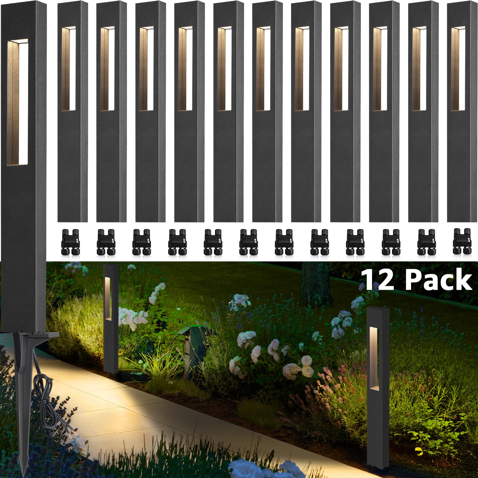 SUNVIE LED pathway light with downward illumination for safe walkways